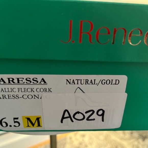 J. Renee Womens 6.5M Marekka Natural Cork/Gold Heels - Picture 7 of 7